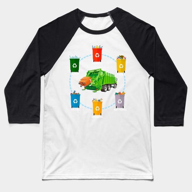 Garbage Truck Baseball T-Shirt by Happy Art Designs